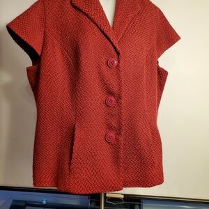 Coldwater Creek 20W Rich Red Textured Vest